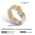 Waterproof layered stainless steel ring in two-tone gold and silver minimalist finish - Layered Stacking Two-Tone Style (JDR0112039-PS-8) / Gold and Silver Contrast