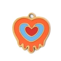 304 stainless steel heart pendant with gold rim and melting enamel in orange, blue and red - Melting Triple Color Heart