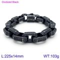 Men's retro square Buddha head titanium steel bracelet in oxidized black finish - Oxidized Black (KB118450-BDJX)