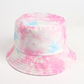 Close-up of pastel tie-dye bucket hat stitching detail and breathable fabric texture - Light Powder Blue