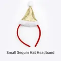 Christmas headband with red sequins party hat and soft white plush trim for holidays - TK-33G Golden Small Sequin Hat