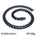 10mm wide black coated stainless steel Cuban link chain necklace for men in 500mm length - 500mm x 10mm (KN225360-Z)