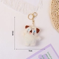 Cute white plush puppy keychain with embroidery detail and golden lobster clasp - White Screaming Cat (Gold Keychain)