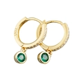 S925 sterling silver hoop earrings in gold finish featuring round green zircon stones - 925 Silver / Green Zircon - Gold