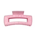 Pink rectangular claw clip with unique cracked texture for women hair styling - 10.5cm Pink Crackle