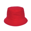 Detailed view of reinforced stitching on the brim of a solid red cotton bucket hat - M (56-58cm) / Red