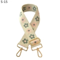 Close-up of retro floral embroidery on adjustable shoulder strap with gold hardware - Gold Clasp / Pink Green Floral (S-15)