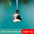 Charming snowman couple Christmas tree ornament, 12cm tall painted glass holiday hanging decor - Snowman Couple Style 11