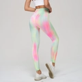 Pink and green tie-dye high waisted seamless yoga pants with peach butt lifting effect - Cai Mint Green