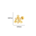 Gold star and triangle ear stud with rainbow zircon center, 0.87cm by 0.93cm dimensions - 9# Golden Yellow