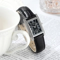 Orologio GEDI vintage con cinturino in pelle nera e cassa argentata con diamanti - Cassa Argento Quadrante Nero Cinturino Nero