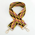 Adjustable woven shoulder strap for bags with colorful geometric wave patterns and gold hooks - Multicolor Splicing No.8