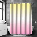 Detailansicht des gelb-weiß-rosa Verlauf-Duschvorhangs aus wasserfestem Polyester im Bad - 90*180CM (Mit Haken) / Verlauf Gelb Weiß Rosa