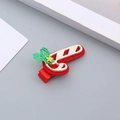 Sparkly candy cane hair clip with red and white stripes for girls Christmas accessories - Candy Cane