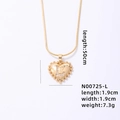 Gold heart pendant necklace with rhinestone letter L on a 50cm snake chain - Letter L