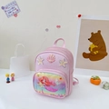 Pink sequin mermaid backpack for girls with shell and starfish 3D decorations - Pink