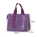 Purple insulated lunch bag with Happy Day print and thick handle, 26.5x20x17cm - Dopamine Style / Purple
