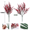 Artificial red lavender shrubs for outdoor decor, 13.8 inch height faux plants - Red