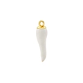 White cornicello horn pendant with a gold-plated metal cap and bail attachment - VD1480 Gold White Enamel Chili