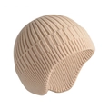 Dicke beige Strickmütze mit Bärenohren und warmem Gehörschutz für den kalten Winter - Beige Ohne Krempe