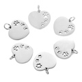 Set di sei ciondoli a cuore in acciaio inossidabile con impronte di zampe e finitura argento - Argento