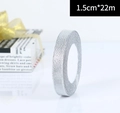 1.5cm width silver glitter grosgrain ribbon for gift boxes and flower packaging - Webbing / Silver Glitter