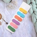 Set of 6 colorful rectangular sticky tabs on card stock in warm lifestyle setting - Simple Strip Shape Hair Clips 6Pcs Set (A4)
