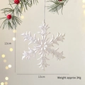 Christmas transparent glitter acrylic snowflake ornament, 13cm hanging tree decoration - White Pearl Snowflake - White