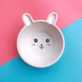 Eco-friendly bamboo fiber children bowl with pink rabbit ears and cute smiley face - Rabbit Bowl (052)