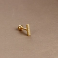 Golden T-shaped surgical steel cartilage earring with sparkling round cubic zirconia stones - Gold White Zirconia (T-Shape Bar)