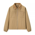 Veste Harrington kaki pour homme avec col en velours côtelé marron et zip style rétro - XS / Kaki