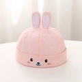 Detalle de bordado animal en gorro de algodón rosa para bebé con diseño de orejas 3D - 48cm (5-20 meses) / Rosa-Conejo