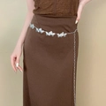 Silver butterfly waist chain belt with sparkling rhinestones and delicate metal fringe - Silver Butterfly K0198B