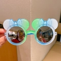 Kids' cartoon sunglasses in teal gradient with cute mouse ears and bow on round frames - Blue Green Gradient Round Frame with Ears and Bow