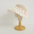 Dettaglio cappello sole bambina con motivo ciliegia, pizzo e tessuto strutturato - 54cm 4-12 Anni / Rosa