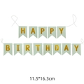 Light green and gold foil Happy Birthday banner decoration, 11.5x16.3cm fishtail flag - Green Birthday Banner