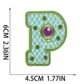 Halloween embroidered letter P patch with monster eye design for sewing 6x4.5cm - Letter P