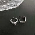 Orecchini geometrici color argento dal design minimalista con triplo strato sovrapposto - 1-1#20 / Argento