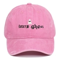 Rosa gewaschene Baumwoll-Baseballkappe mit gesticktem Future Ghost Design - Rosa