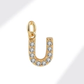 Delicate gold letter U pendant featuring micro-pave cubic zirconia on a gray background - Gold (Letter U)