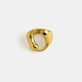 Polished gold plated ring featuring a unique double teardrop hollow fluid metal design - US 7 / Gold