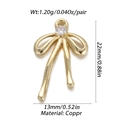 Golden copper bow pendant 22mm x 13mm for DIY jewelry making necklace earrings - YSN009-07 Gold Slender Bow