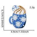 Detailed view of blue Christmas embroidery patch with size dimensions and snowflake pattern - Blue Christmas Patch 10# (Coffee Cup)