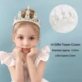 Corona Torre Eiffel argento per bambine con perle e strass, diametro 13,9 cm - 1# Corona della Torre Eiffel