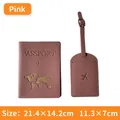 Pink PU leather passport holder and luggage tag set with embossed world map and plane - Passport Holder + Luggage Tag / Pink Jewelry Set
