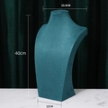 Dark green velvet jewelry mannequin bust for necklace display measuring 40cm height - 40cm Height