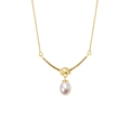 Elegant gold S925 silver necklace with a knot design and white teardrop pearl pendant - 925 Silver / Gold Color