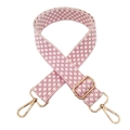 Adjustable wide pink and beige checkered knit shoulder strap with gold metal buckles - Gold Buckle/Checkerboard / Type B Pink
