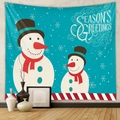 Detail view of Bohemian Christmas tapestry featuring two snowmen and festive greetings - Gt100581 / 73X95CM (Brushed Fabric)