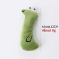 Grass green plush catnip toy with stitched smile and eyes, 12cm long and 8g weight - Green Staring Snake